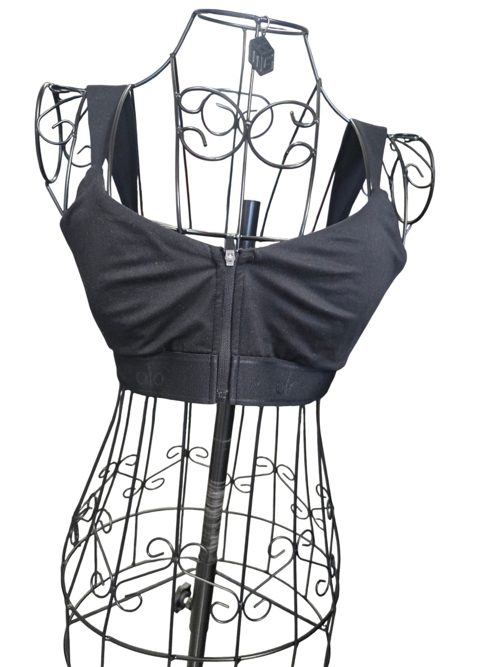 ALO Yoga Black Front-Zip Support Sports Bra